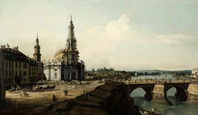 Veduta di Dresda dalla riva sinistra del fiume Elba, dal ponte della città storica da Bernardo Bellotto
